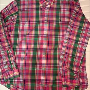Ralph Lauren Xl Men's Plaid Shirt - Pink and Green shirt